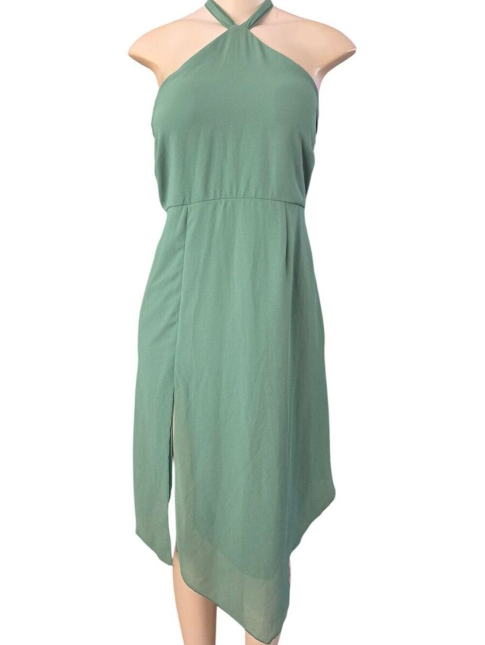 Wild Fable Green Halter Fairy Dress Asymmetrical Handkerchief Midi NWT Size S